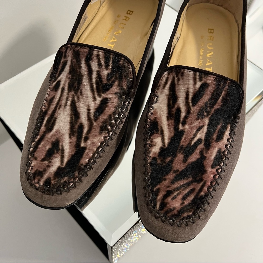 BRUNATE - Moccasin Loafer Violet Suede / Zebra / Made in Italy 🇮🇹 - Picture 3 of 12